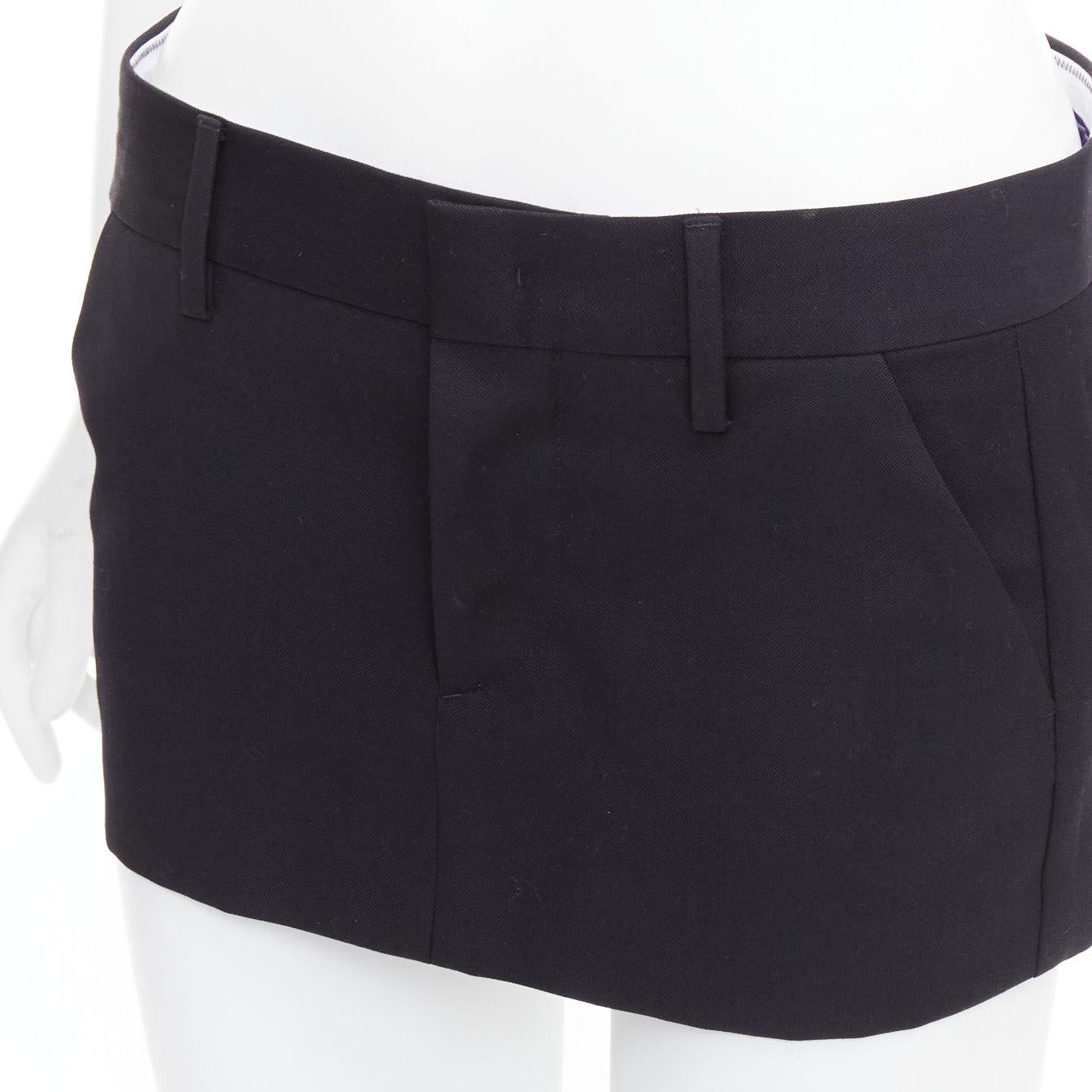 DSQUARED2 super micro-jupe noire en laine vierge avec logo IT36 XXS en vente 2