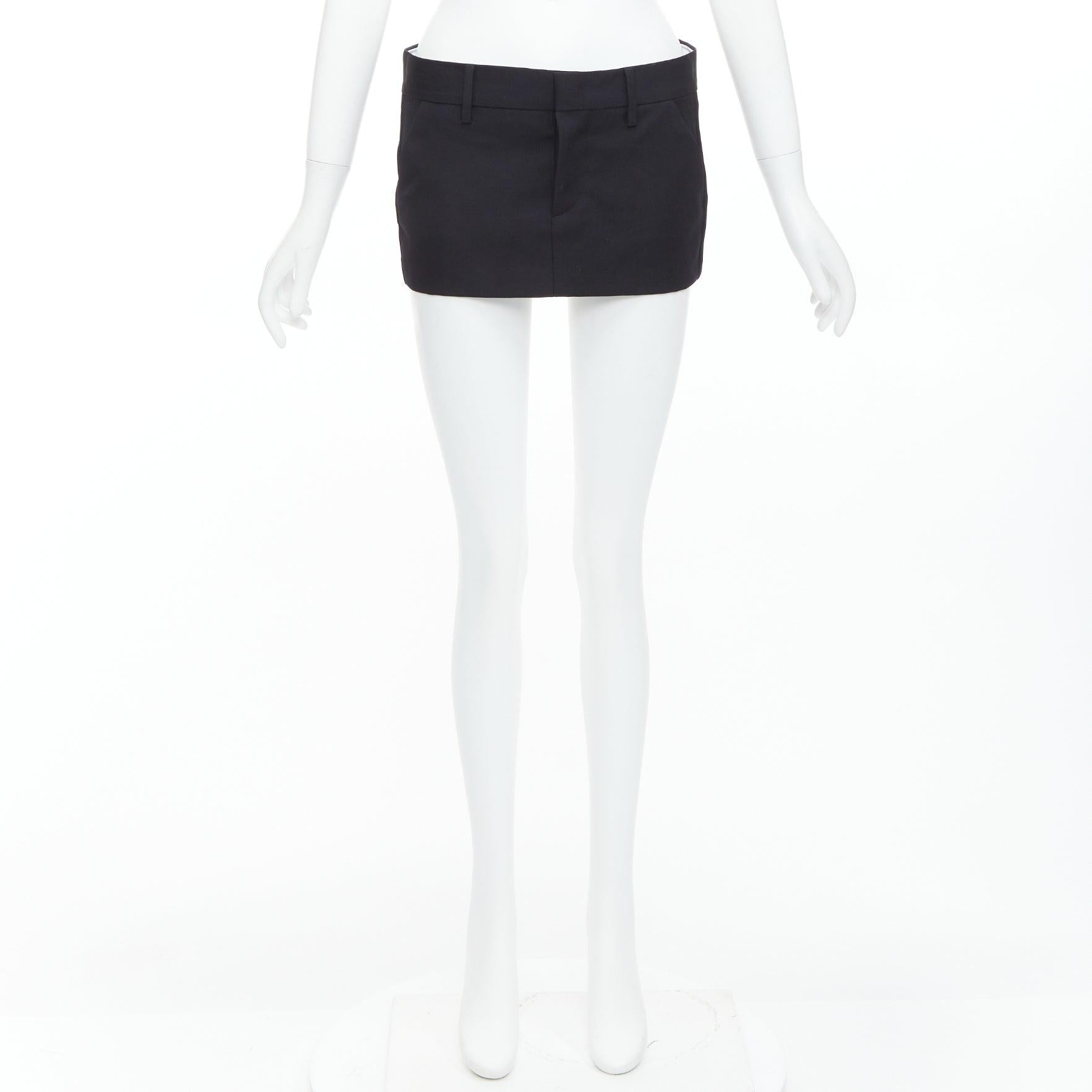 DSQUARED2 super micro-jupe noire en laine vierge avec logo IT36 XXS en vente 4
