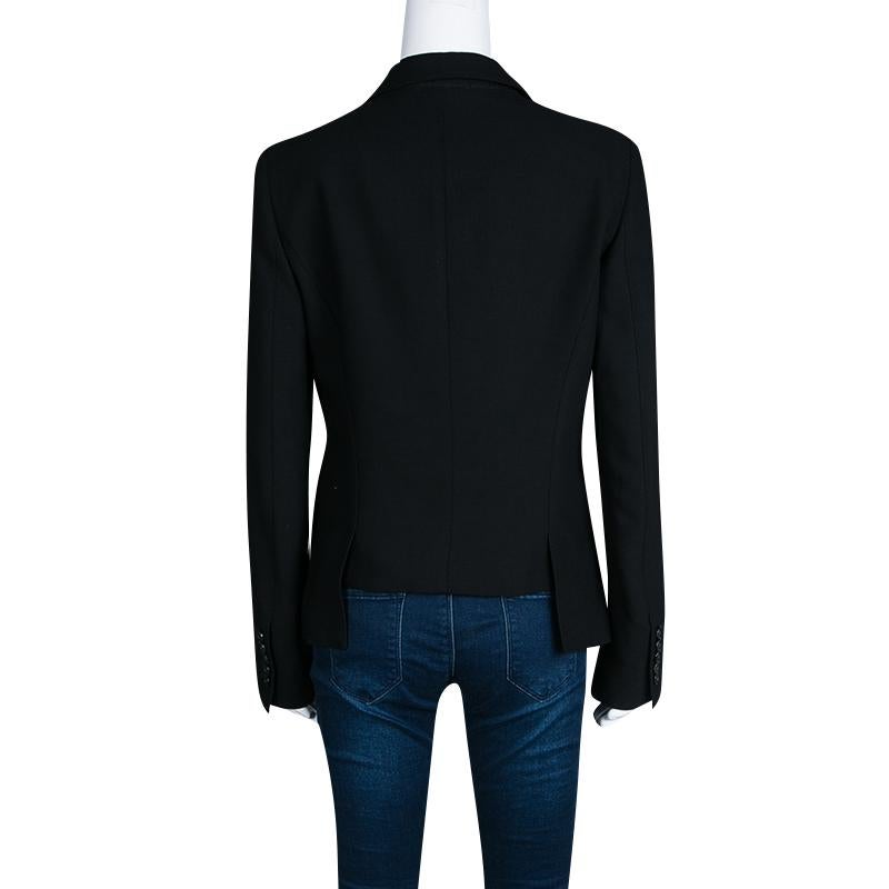 Dsquared2 Black Wool Contrast Lined Tailored Blazer M In Good Condition In Dubai, Al Qouz 2