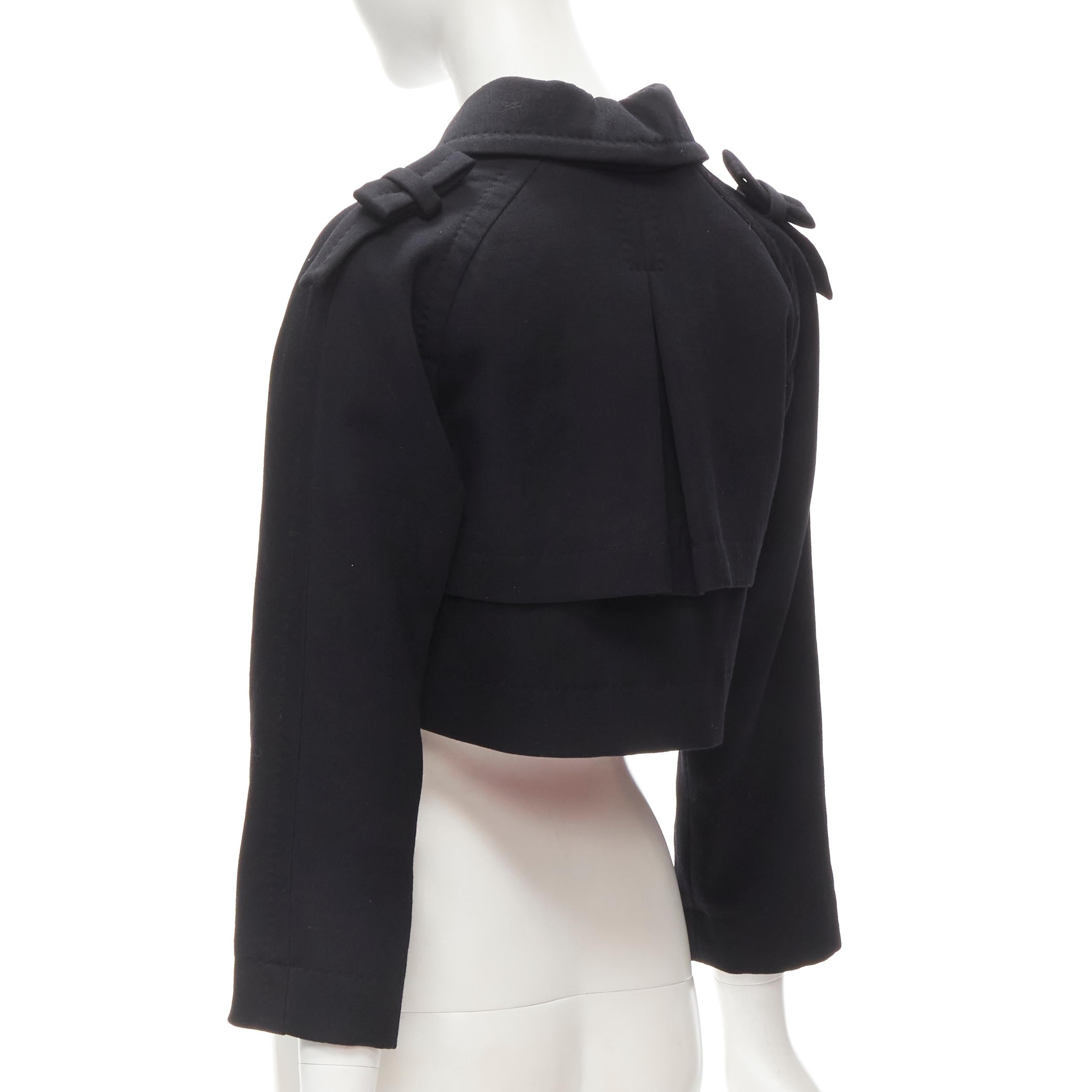 DSQUARED2 black wool crepe ribbon trimmed flared back cropped jacket IT38 XS 3