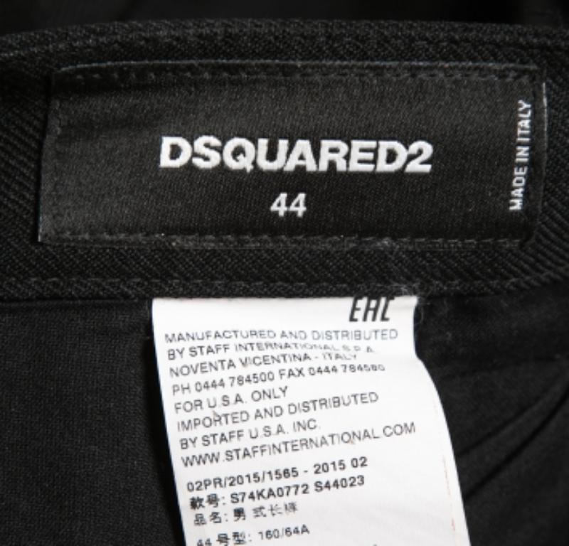 Nero Pantaloni al ginocchio trapuntati in lana nera Dsquared2 XS in vendita