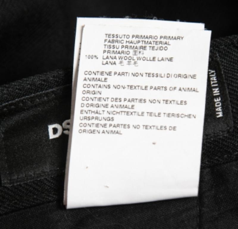Uomo Pantaloni al ginocchio trapuntati in lana nera Dsquared2 XS in vendita