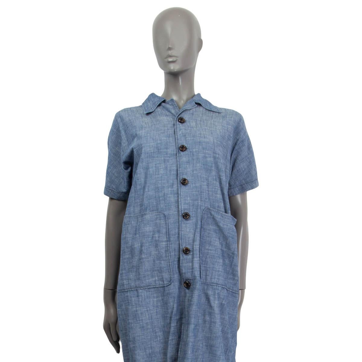 Gray DSQUARED2 blue cotton PATCH POCKET SHIRT Dress 40 S For Sale