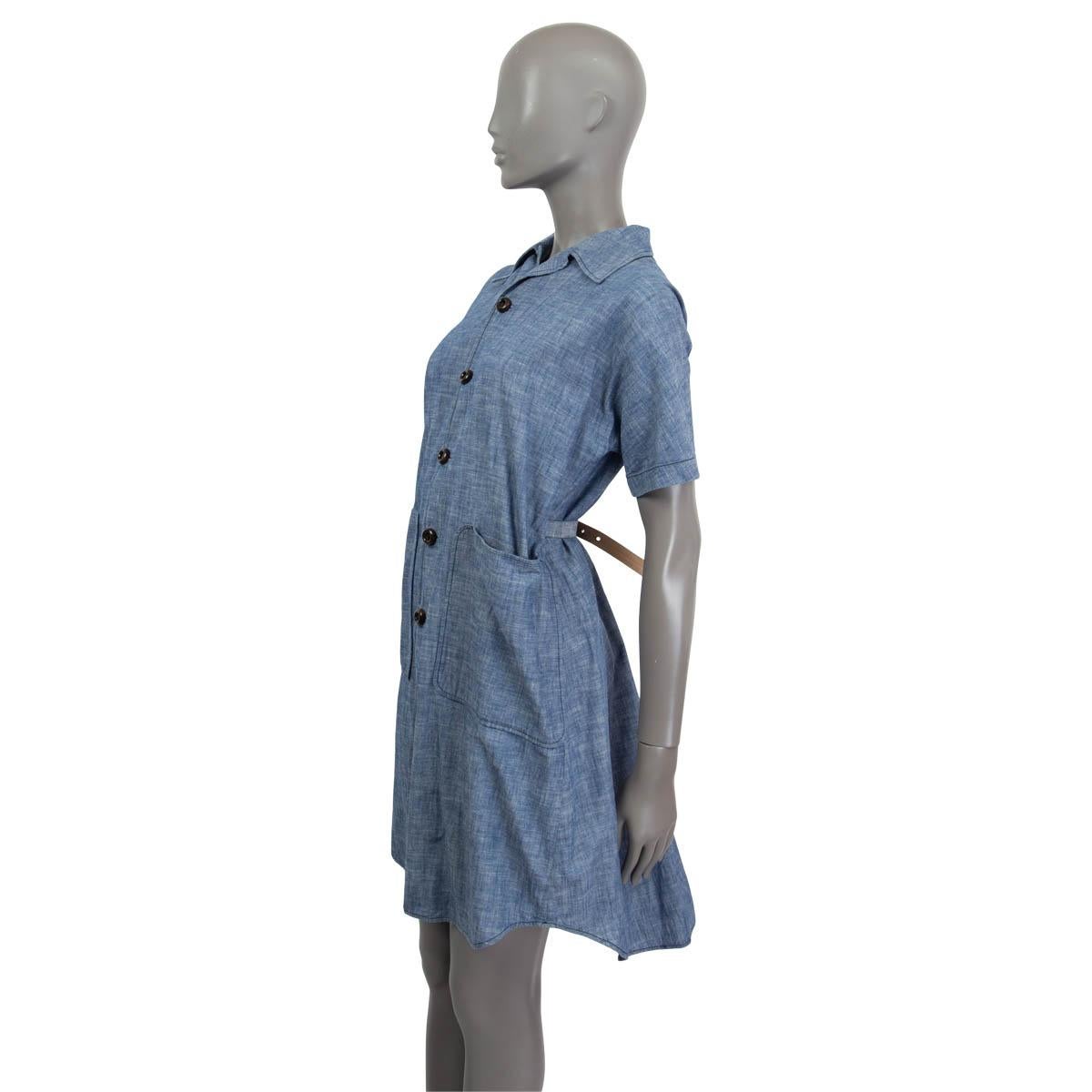 DSQUARED2 - Robe en coton bleu imprimé portefeuille « PATCH POCKET » 40 S Pour femmes en vente