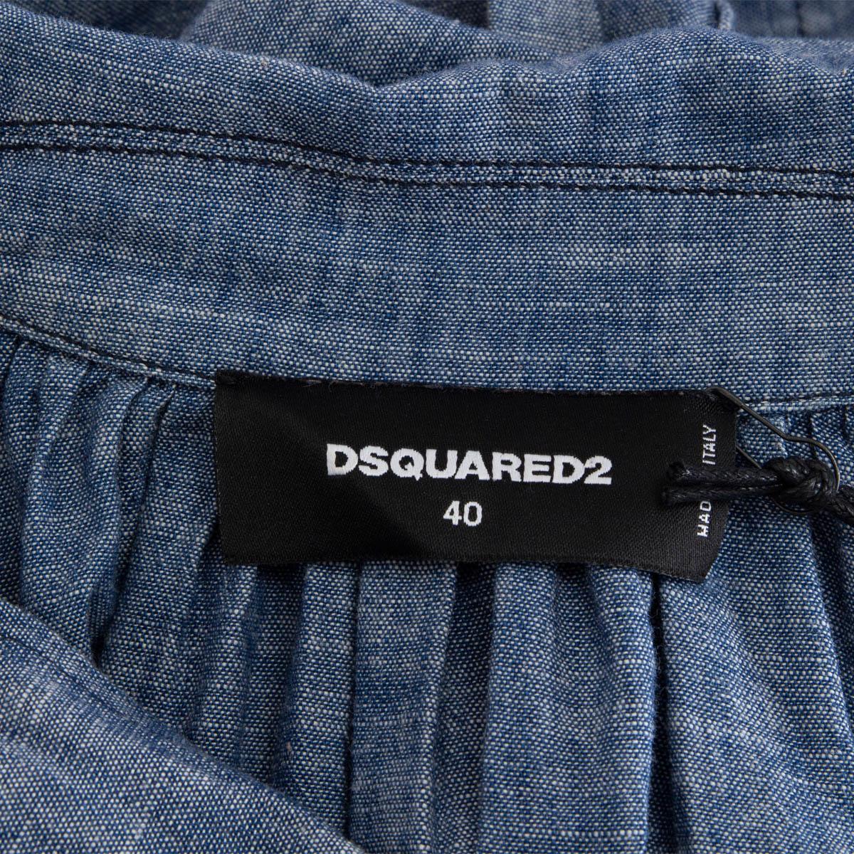 DSQUARED2 - Robe en coton bleu imprimé portefeuille « PATCH POCKET » 40 S en vente 2
