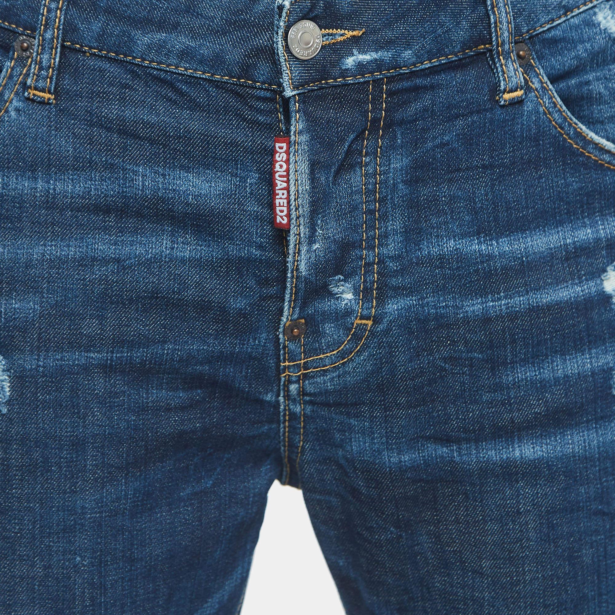 Women's Dsquared2 Blue Distressed Denim Cool Girl Jean M For Sale