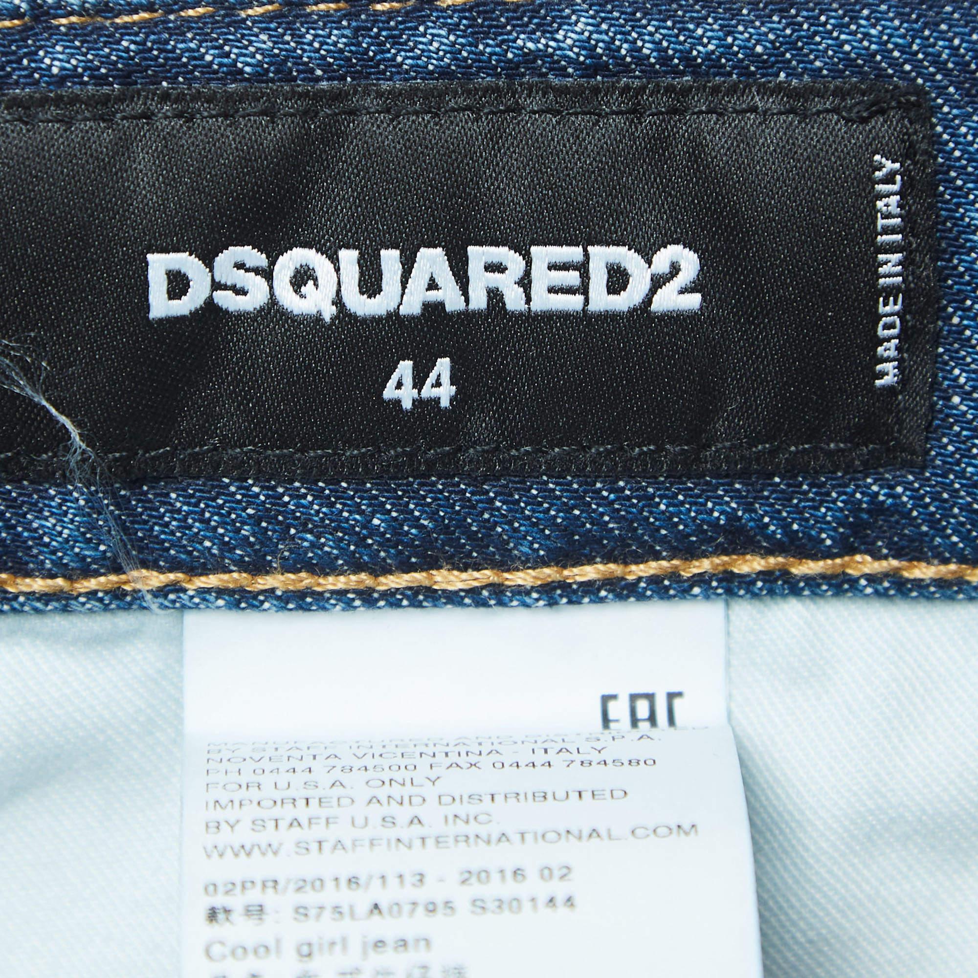 Dsquared2 Blue Distressed Denim Cool Girl Jean M For Sale 2