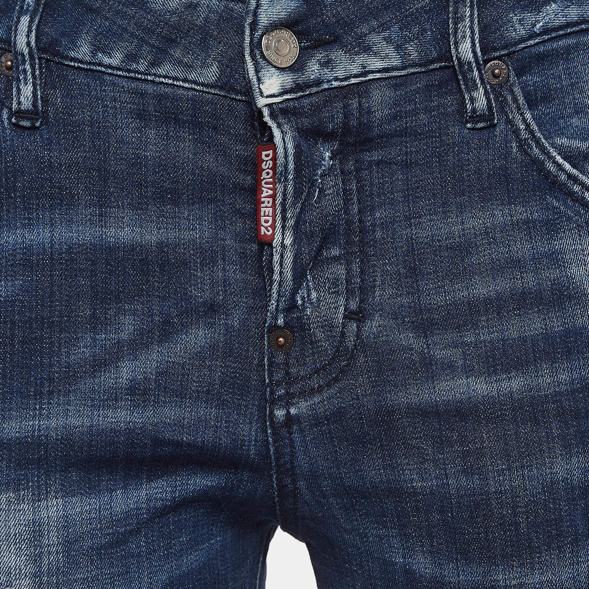 Black Dsquared2 Blue Distressed Denim Cropped Jeans S Waist 33