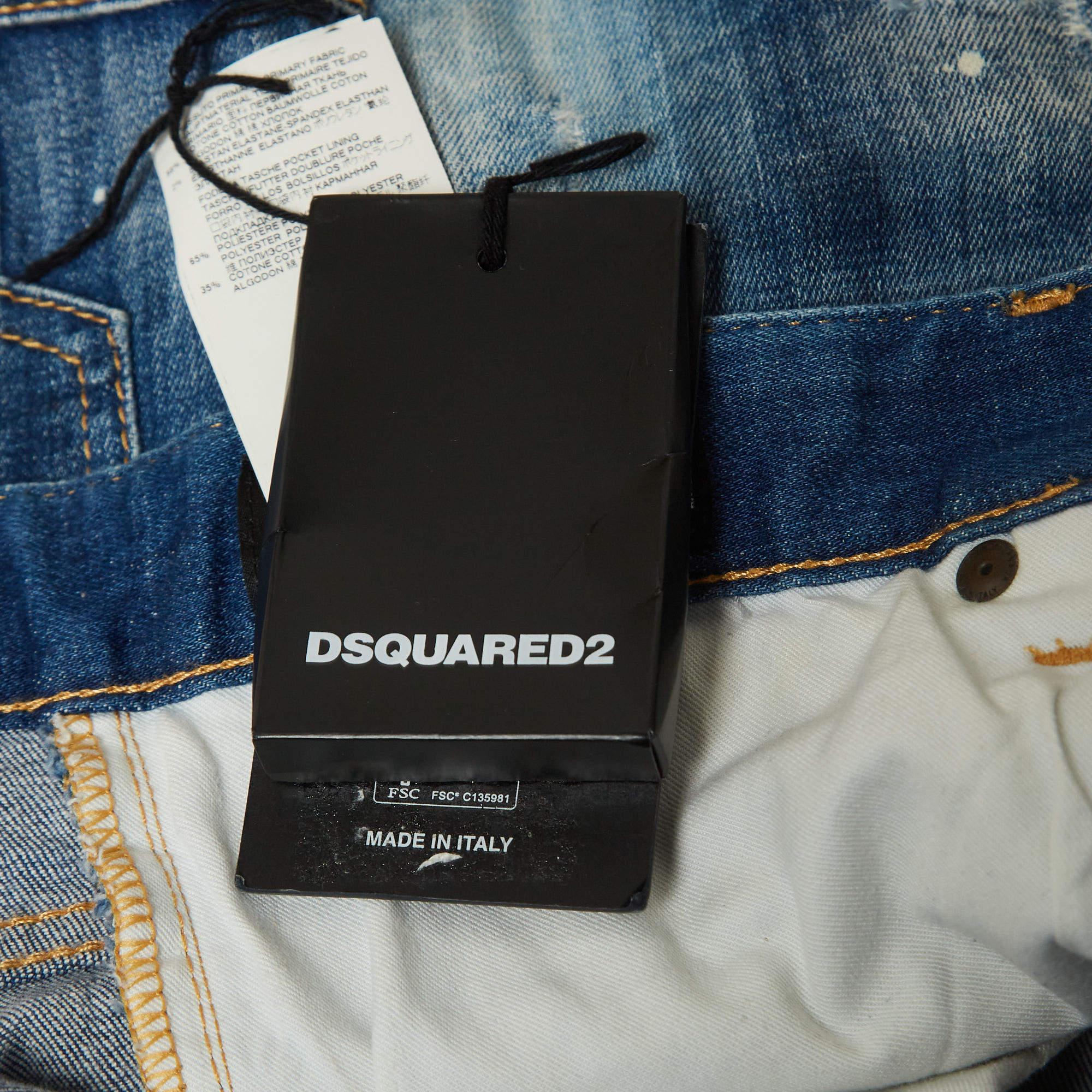 Men's Dsquared2 Blue Distressed Splattered Paint Denim Jeans S Waist 32
