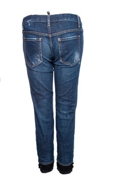 Dsquared2, blue jeans with lace trim.