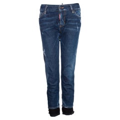 Dsquared2, blue jeans with lace trim.