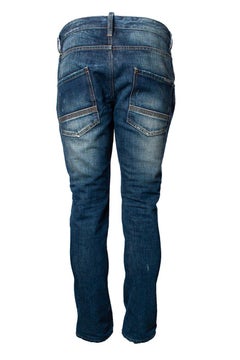 Dsquared2, jean bleu avec éraflures et taches de peinture