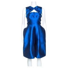 Dsquared2 Blaues Kleid mit Schleifeneinsatz und Ballonsaum aus Seide S