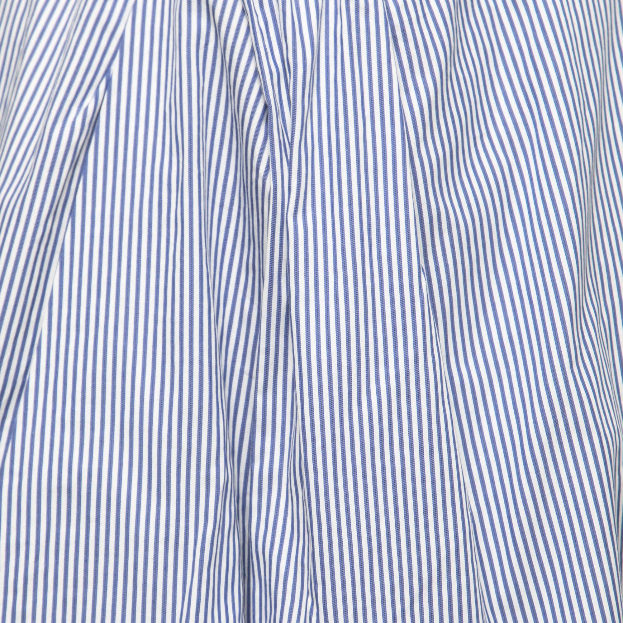 Dsquared2 Blue Striped Cotton Pleated Skirt M In Fair Condition For Sale In Dubai, Al Qouz 2
