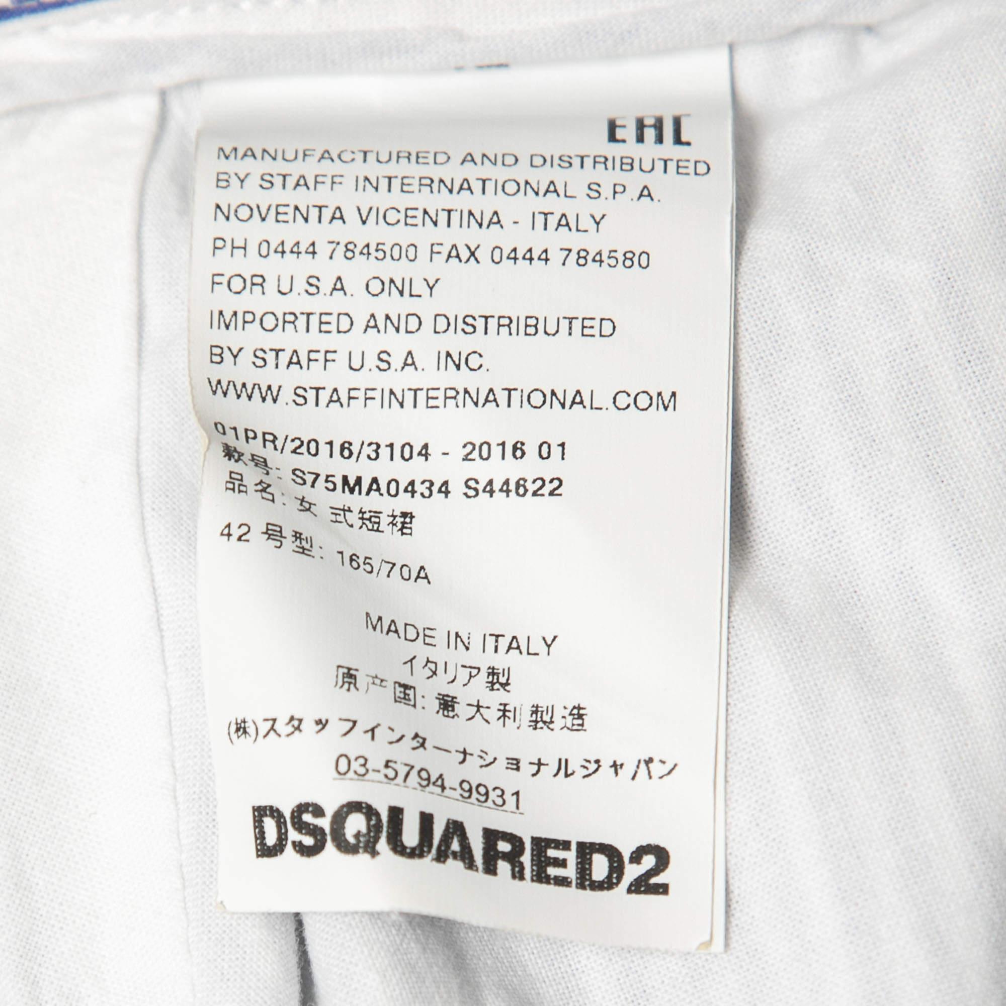 Dsquared2 Blue Striped Cotton Pleated Skirt M For Sale 1