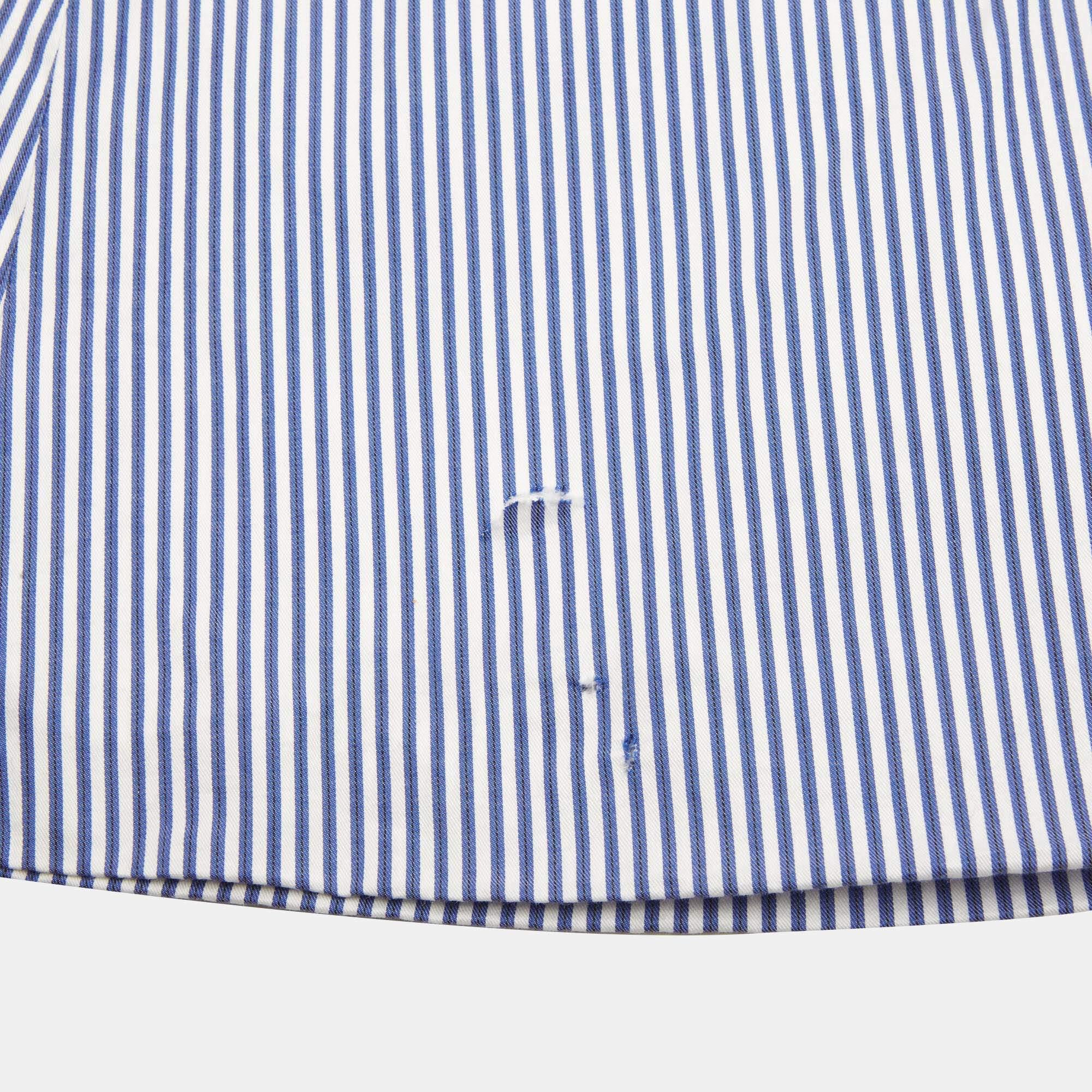 Dsquared2 Blue Striped Cotton Pleated Skirt M For Sale 3