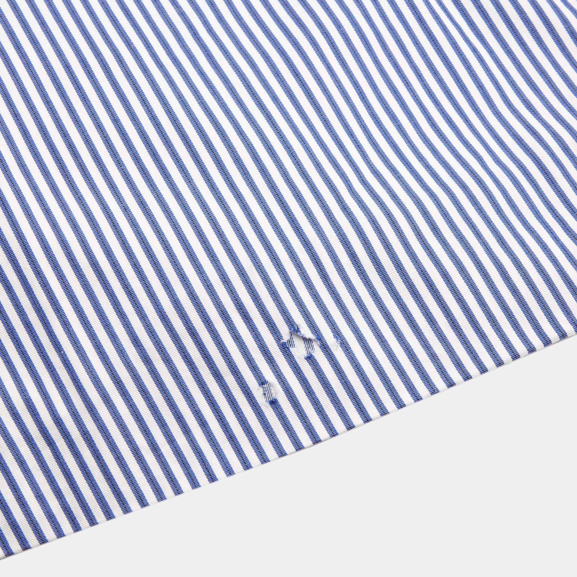 Dsquared2 Blue Striped Cotton Pleated Skirt M For Sale 4
