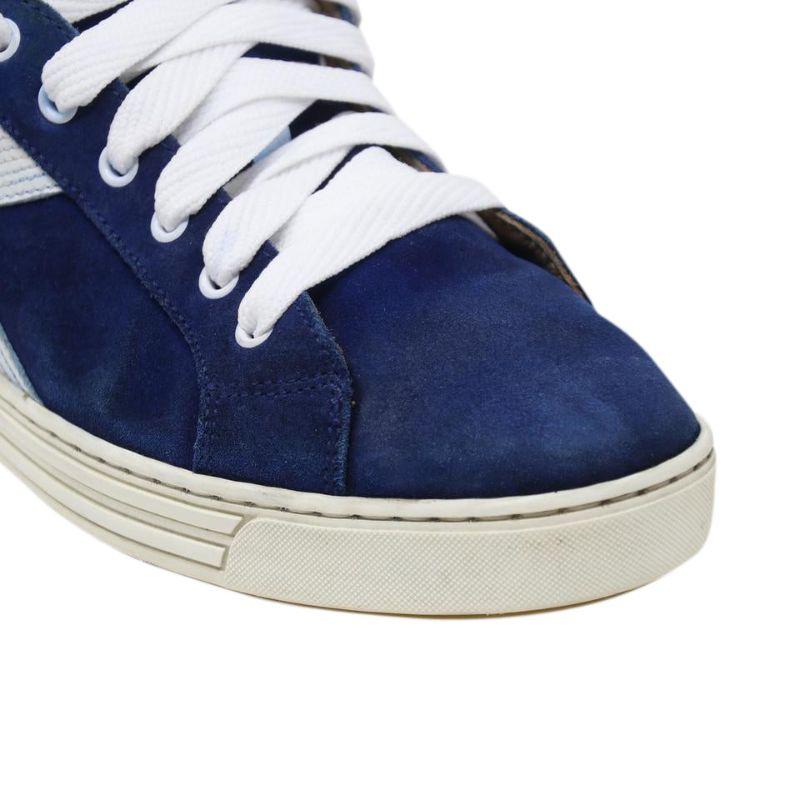 Dsquared2 Blue Suede Skate or Die Sneakers Shoes

These sneakers are in good condition. Right tongue has minor color transfer from suede. Overall suede is in good condition. Leather inside shoes is in good condition. Bottom soles have minor wear