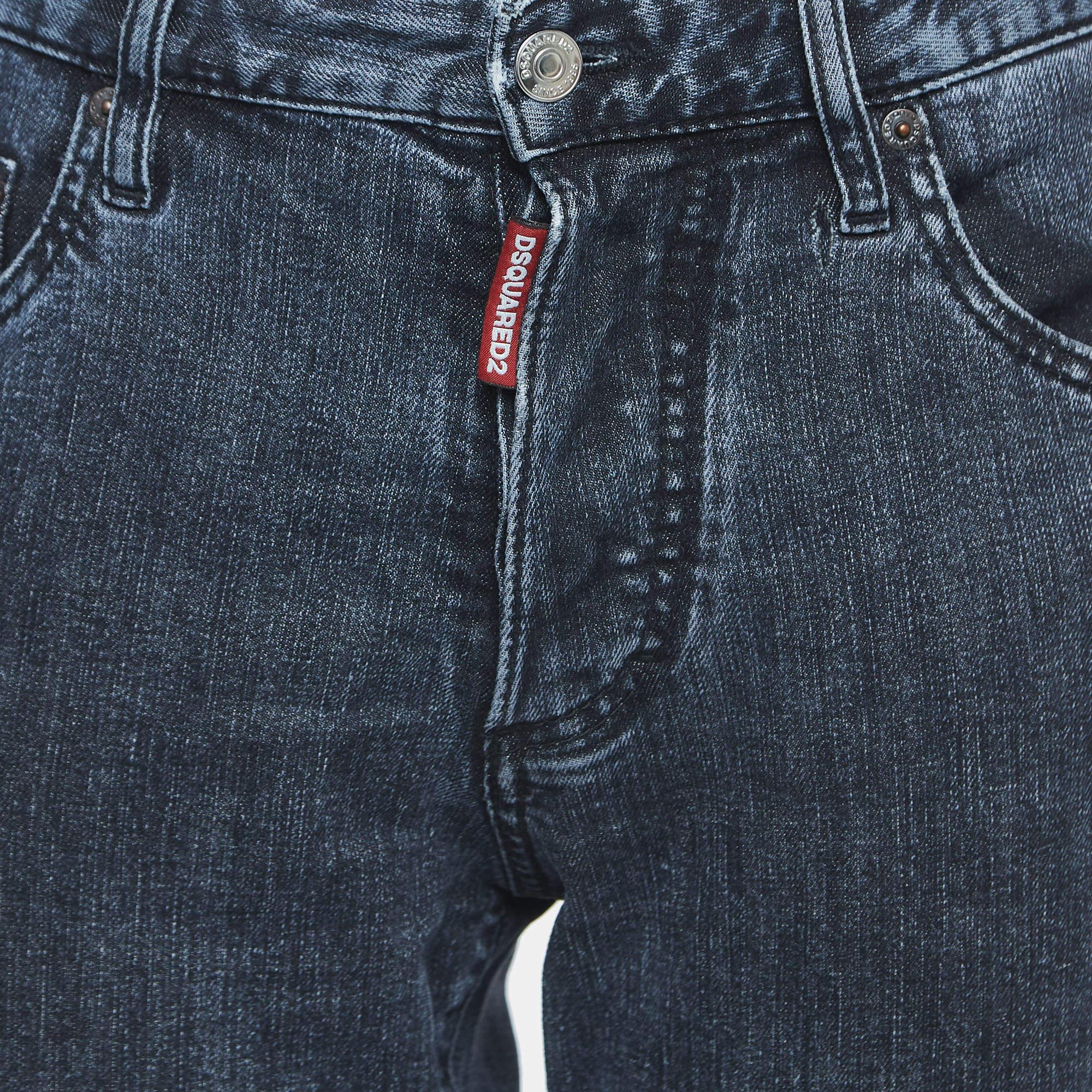 Black Dsquared2 Blue Washed Denim Buttoned Skinny Dan Jeans S For Sale