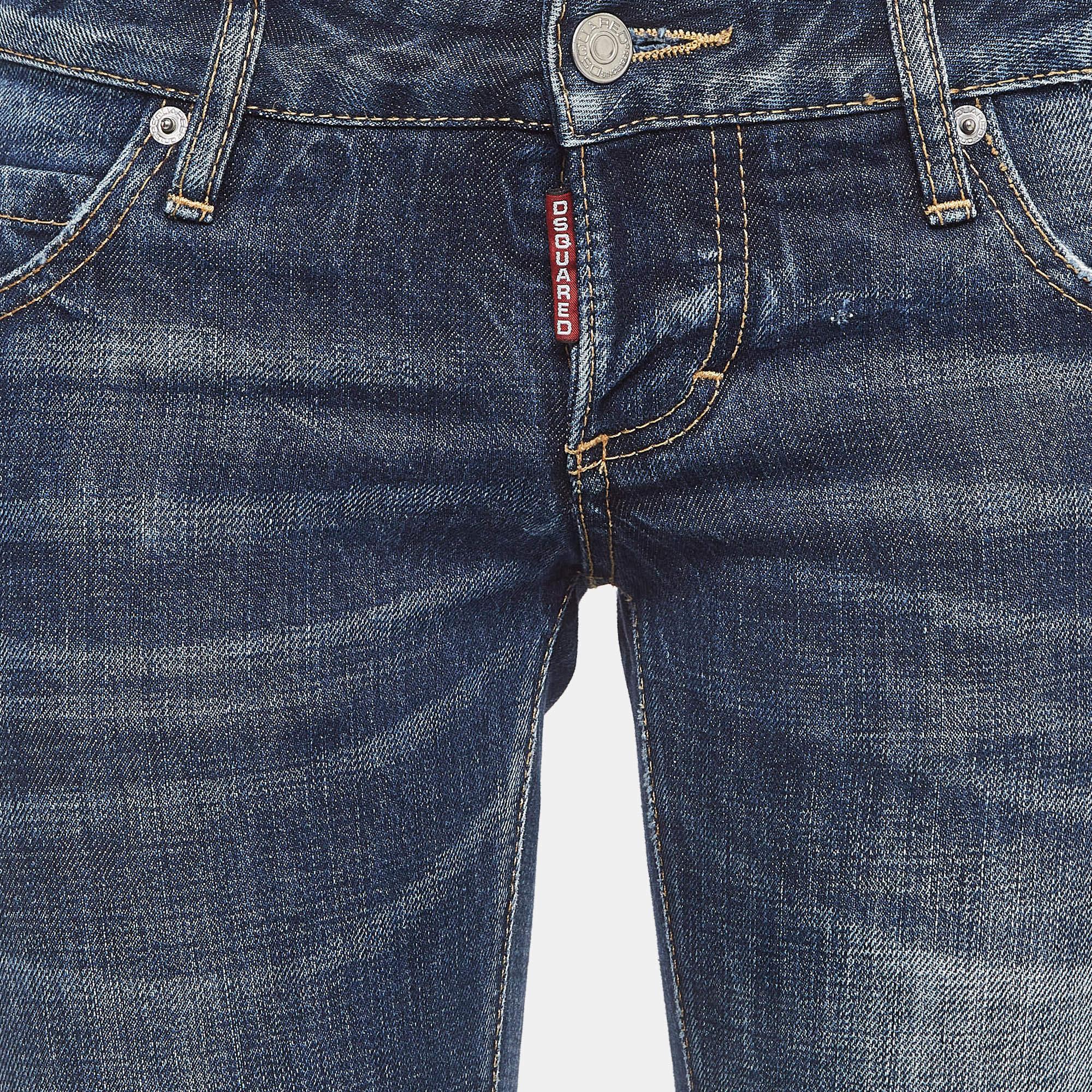 Gray Dsquared2 Blue Washed Denim Low Rise Jeans S Waist 32