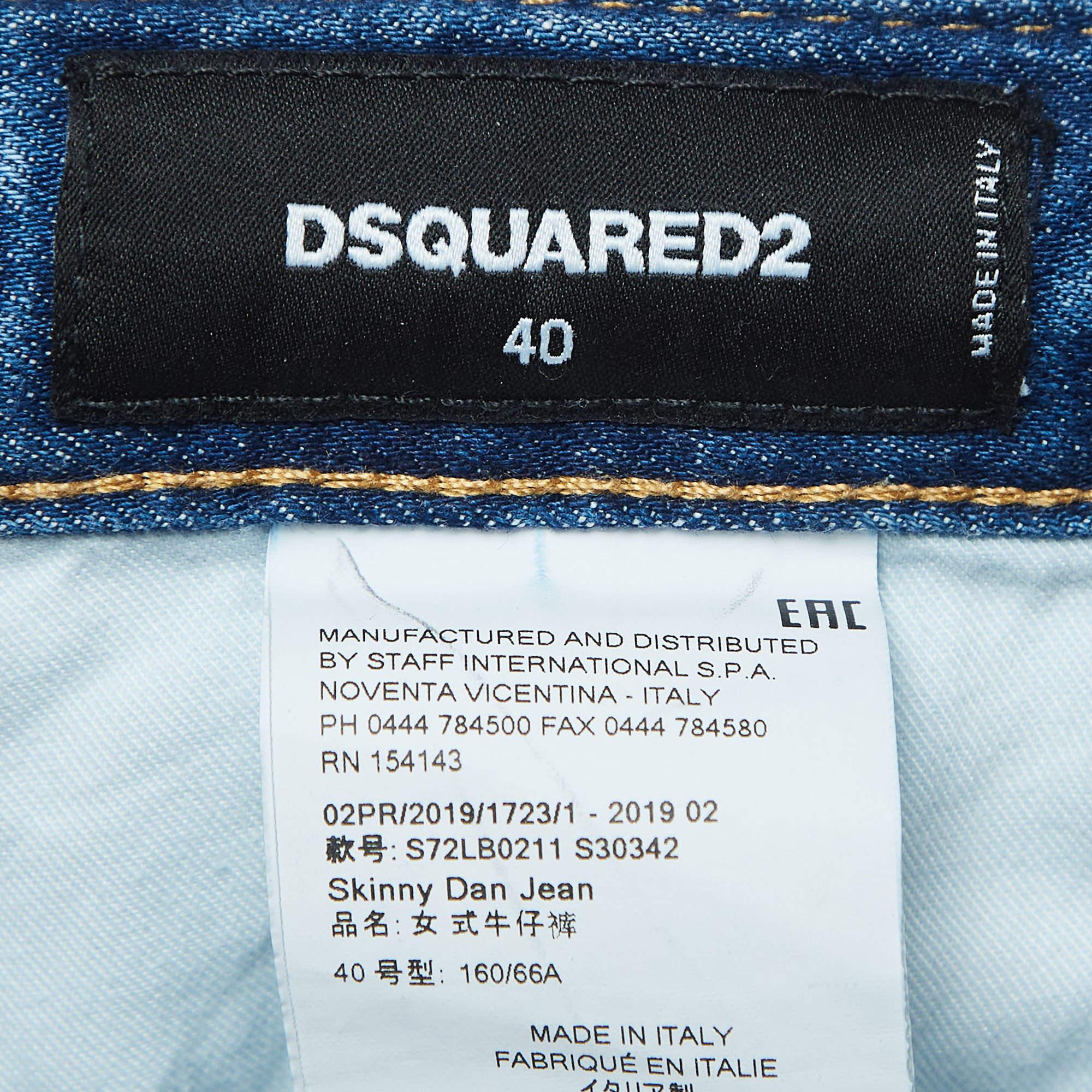 Women's Dsquared2 Blue Washed & Distressed Denim Skinny Dan Jeans S For Sale