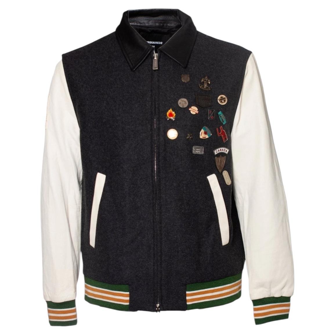 Dsquared2, giacca bomber con maniche in pelle in vendita