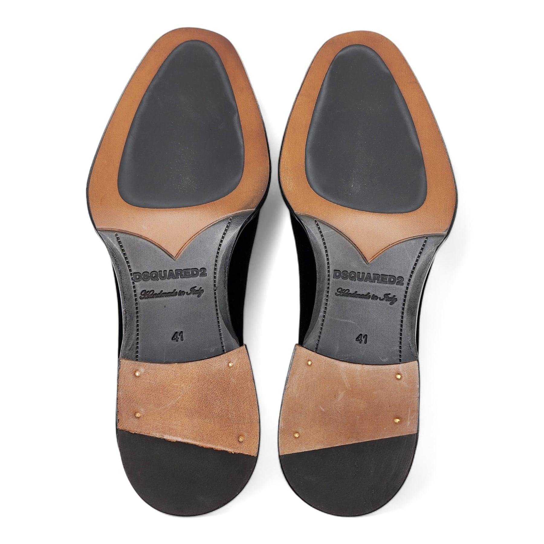 Men's Dsquared2 Bow Detail Velvet Loafers in Black For Sale