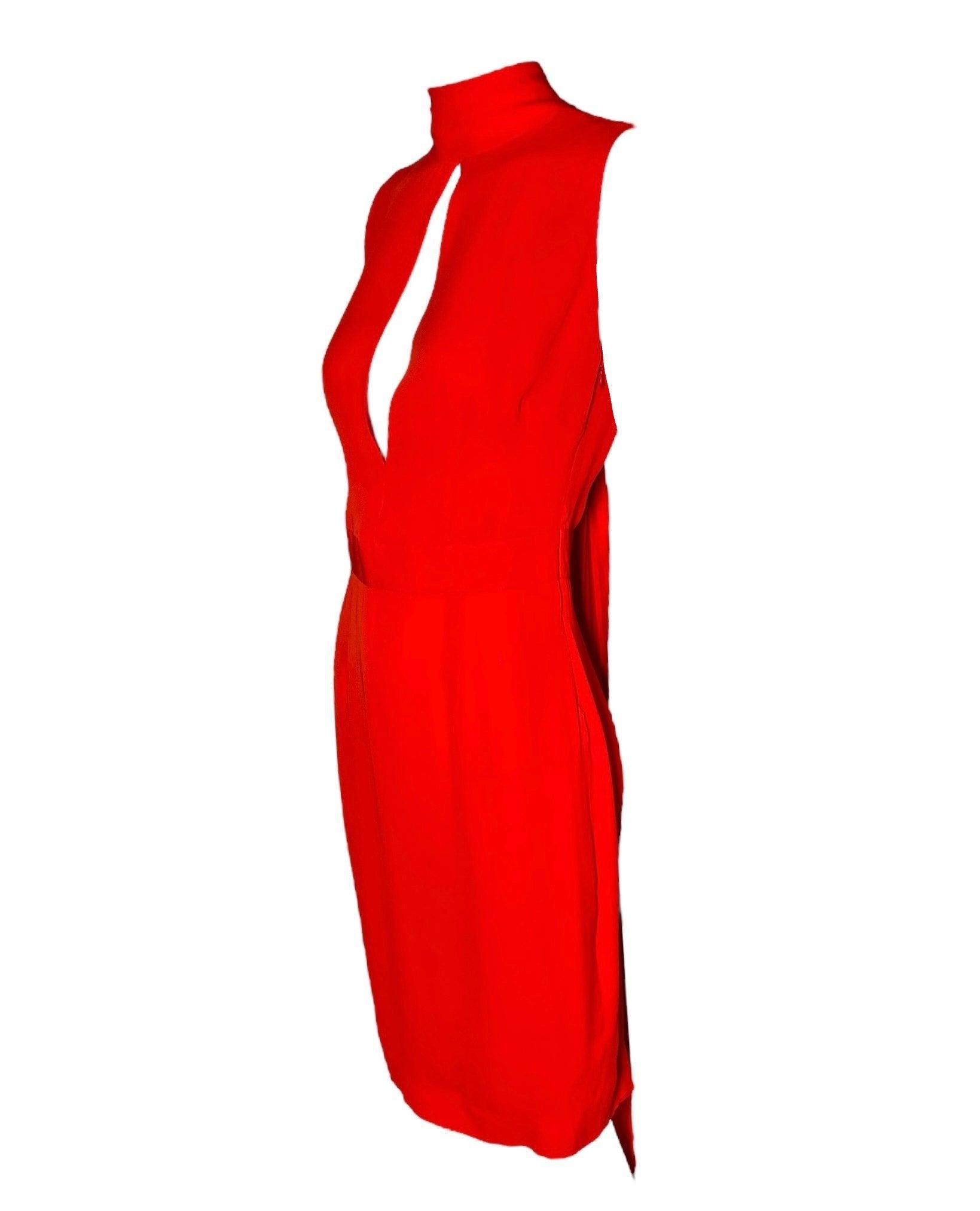 Rouge Robe de cocktail en soie rouge vif à dos dramatique de Dsquared2, années 2000 en vente