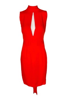 Robe de cocktail en soie rouge vif à dos dramatique de Dsquared2, années 2000