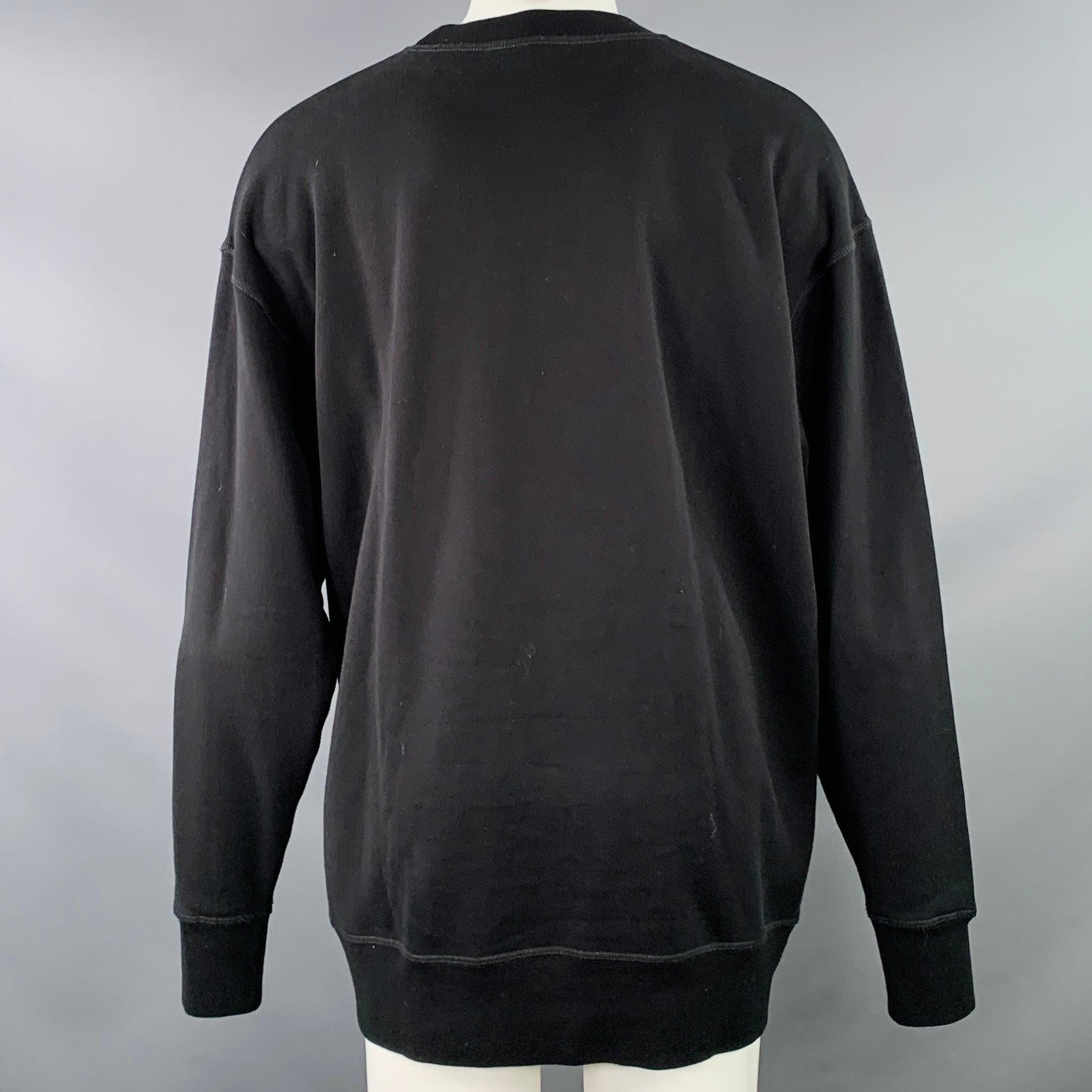 DSQUARED2 BROS Size M Black Red Print Cotton Oversized Crew Neck Sweatshirt Excellent état - En vente à San Francisco, CA