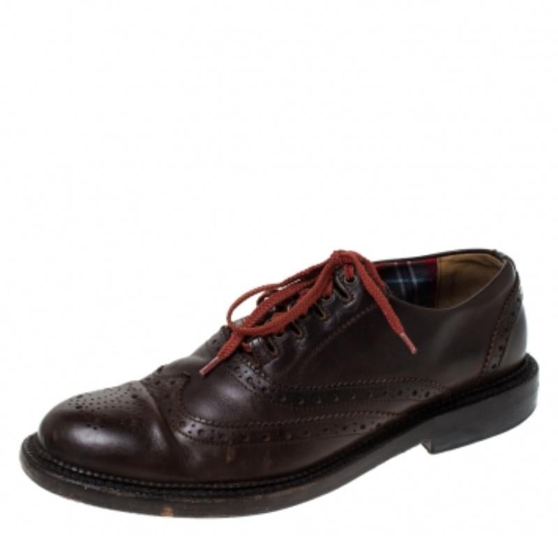 Dsquared2 Brown Brogue Leather Lace Up Oxfords Size 40 Pour hommes en vente