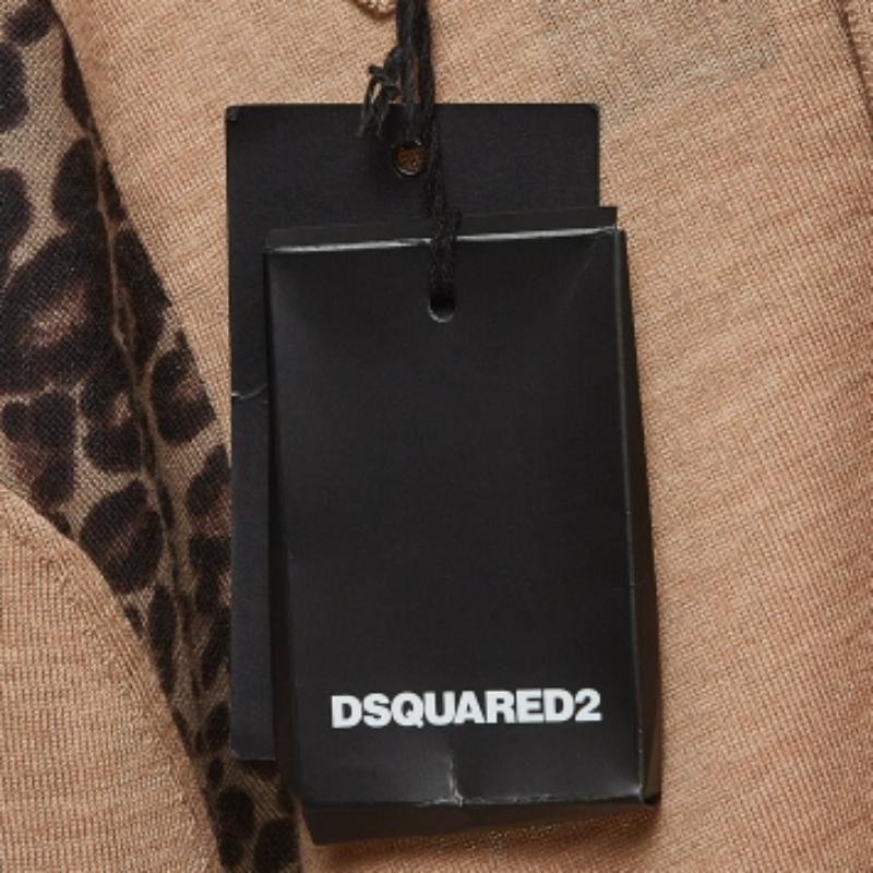 Marrone Dsquared2 - Polo in maglia di lana marrone con bordi a spalla - M. I. in vendita