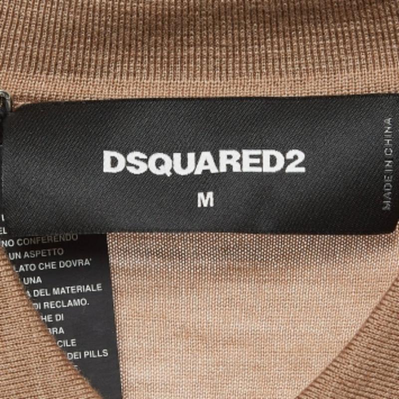 Dsquared2 - Polo in maglia di lana marrone con bordi a spalla - M. I. In condizioni buone in vendita a Dubai, Al Qouz 2