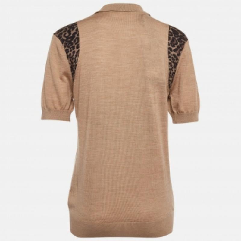 Donna Dsquared2 - Polo in maglia di lana marrone con bordi a spalla - M. I. in vendita