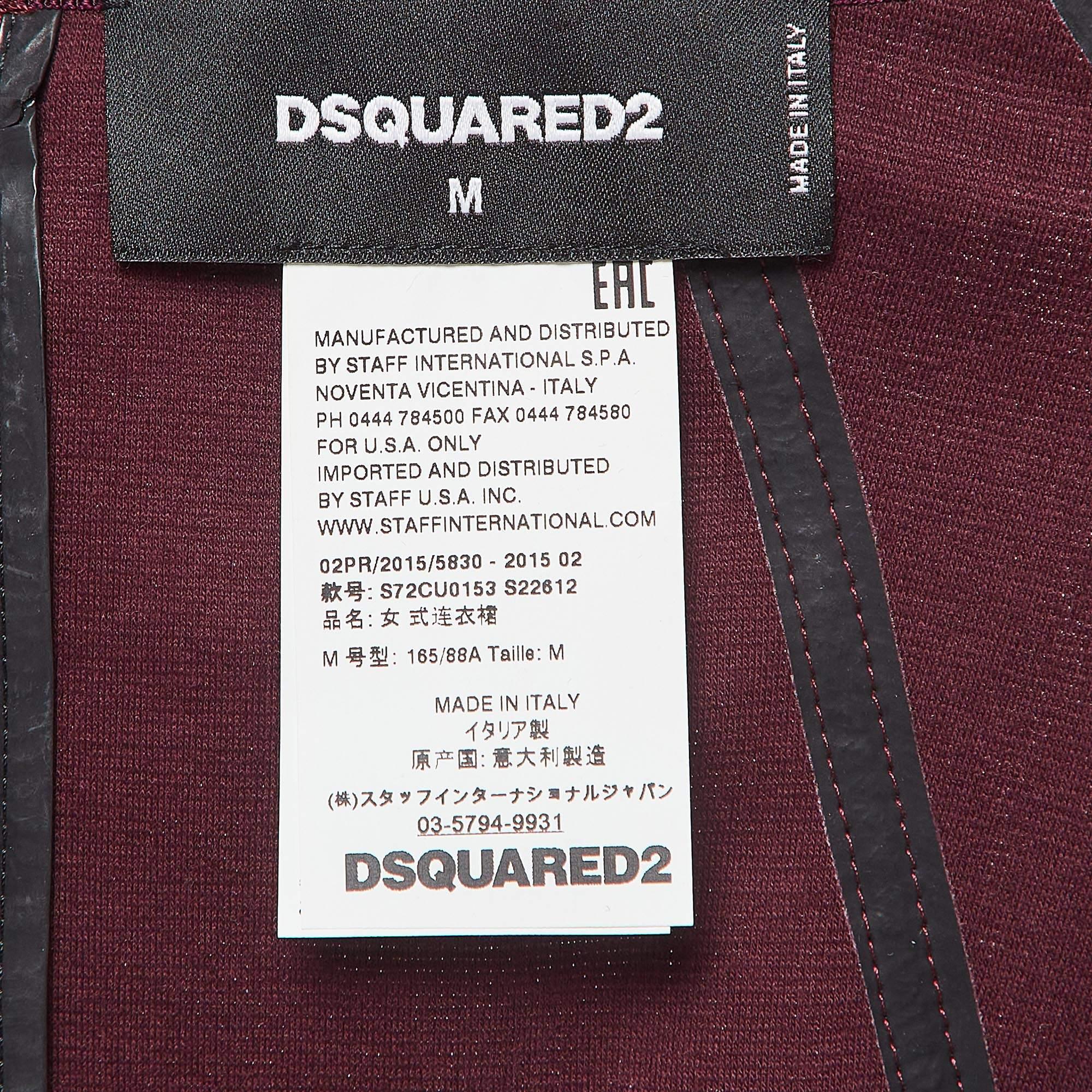 Dsquared2 Burgundy Cotton Knit Mini Dress M In Good Condition For Sale In Dubai, Al Qouz 2