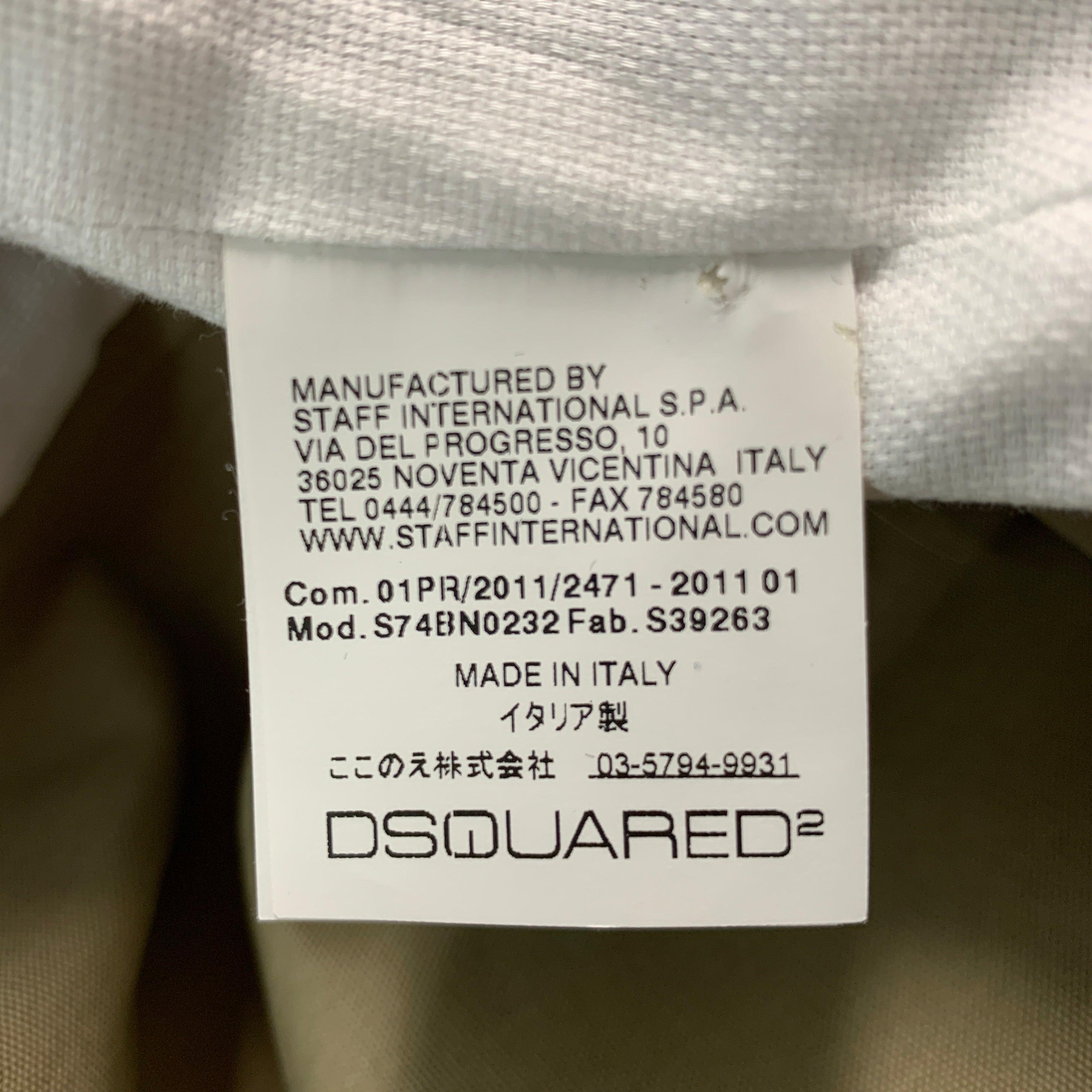 DSQUARED2 Chest Size 40 Khaki Solid Cotton Notch Lapel Sport Coat For Sale 1
