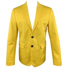 DSQUARED2 Chest Size 42 Yellow Twill Notch Lapel 2 Button Sport Coat