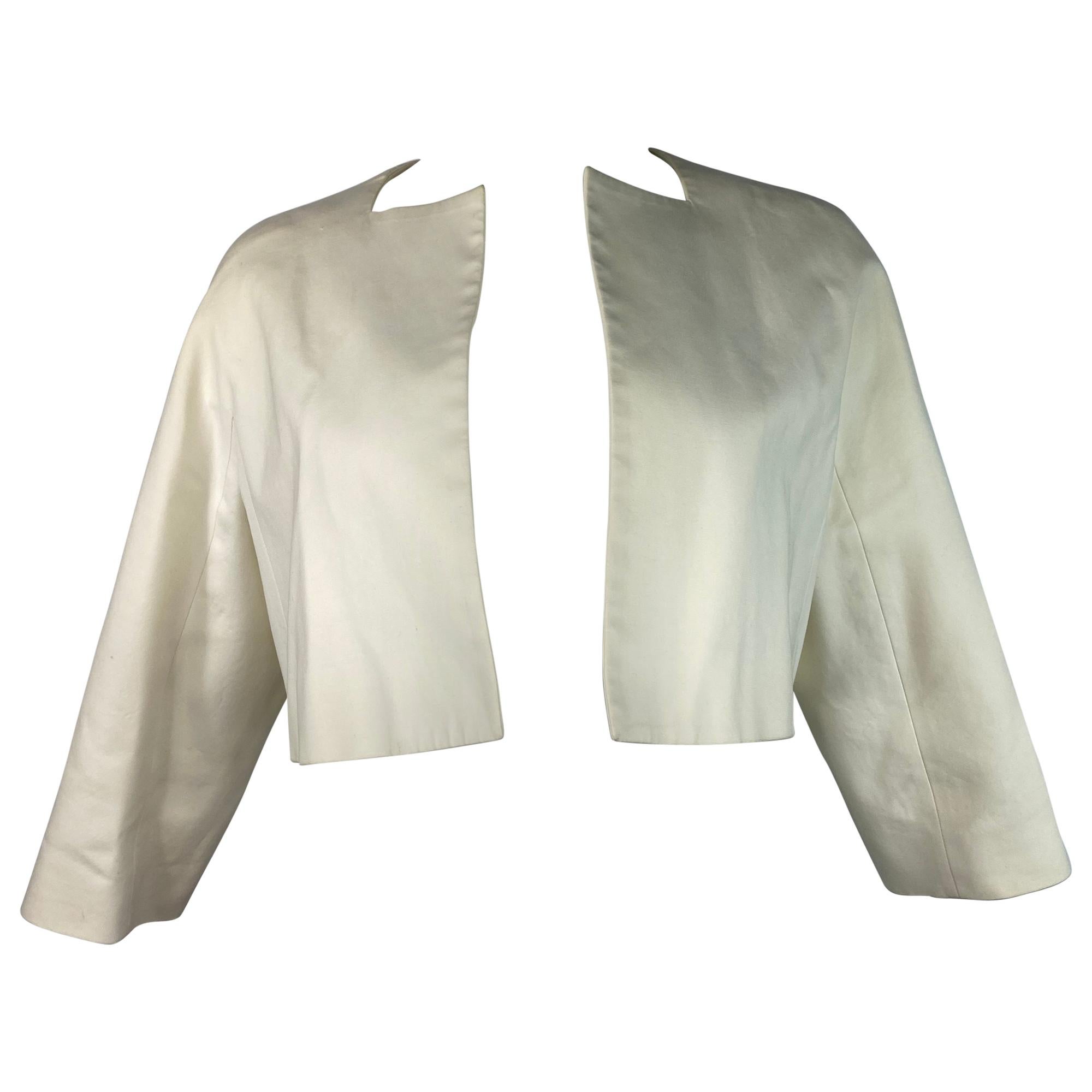 Dsquared2 Cream Cotton Cropped Blazer Jacket Size 44 For Sale