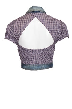 Dsquared2, Cropped denim jacket with checkered sleeves