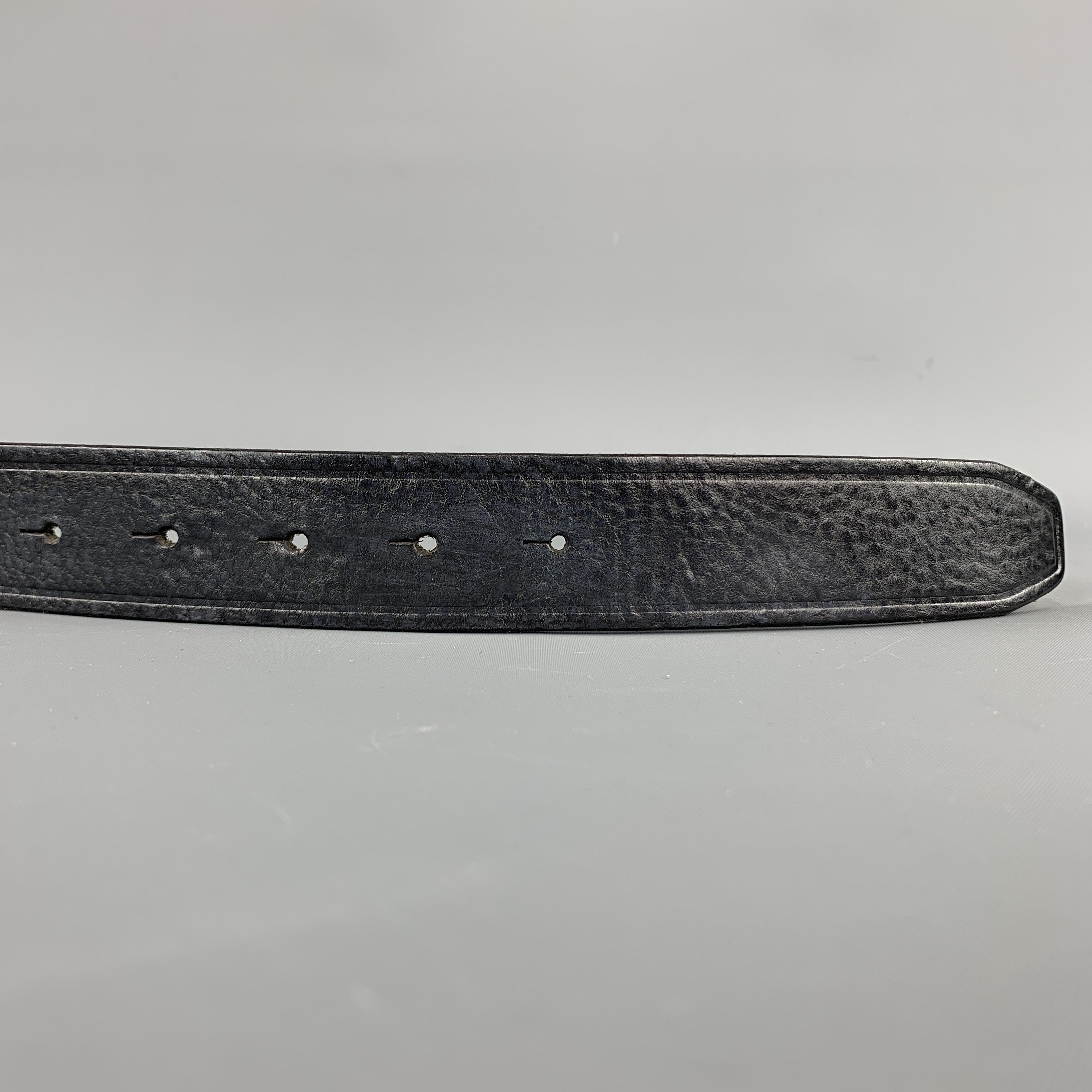 DSQUARED2 Dean & Dan Size L Black Leather Rectangular Silver Tone Buckle Belt In Good Condition In San Francisco, CA