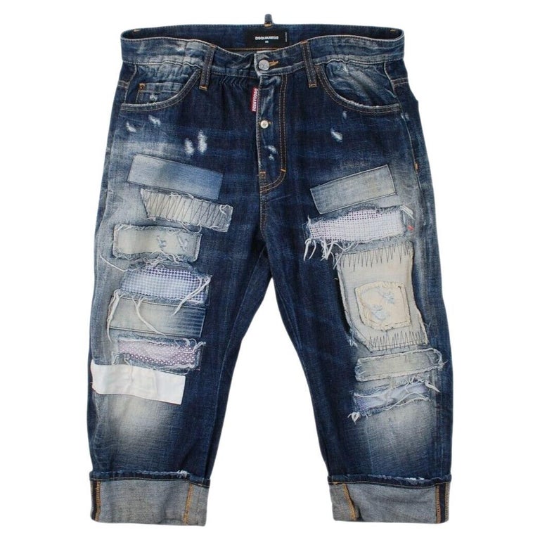 Dsquared2 Denim Distressed Men Capri Shorts in Size 46IT (fits S/M) For Sale  at 1stDibs