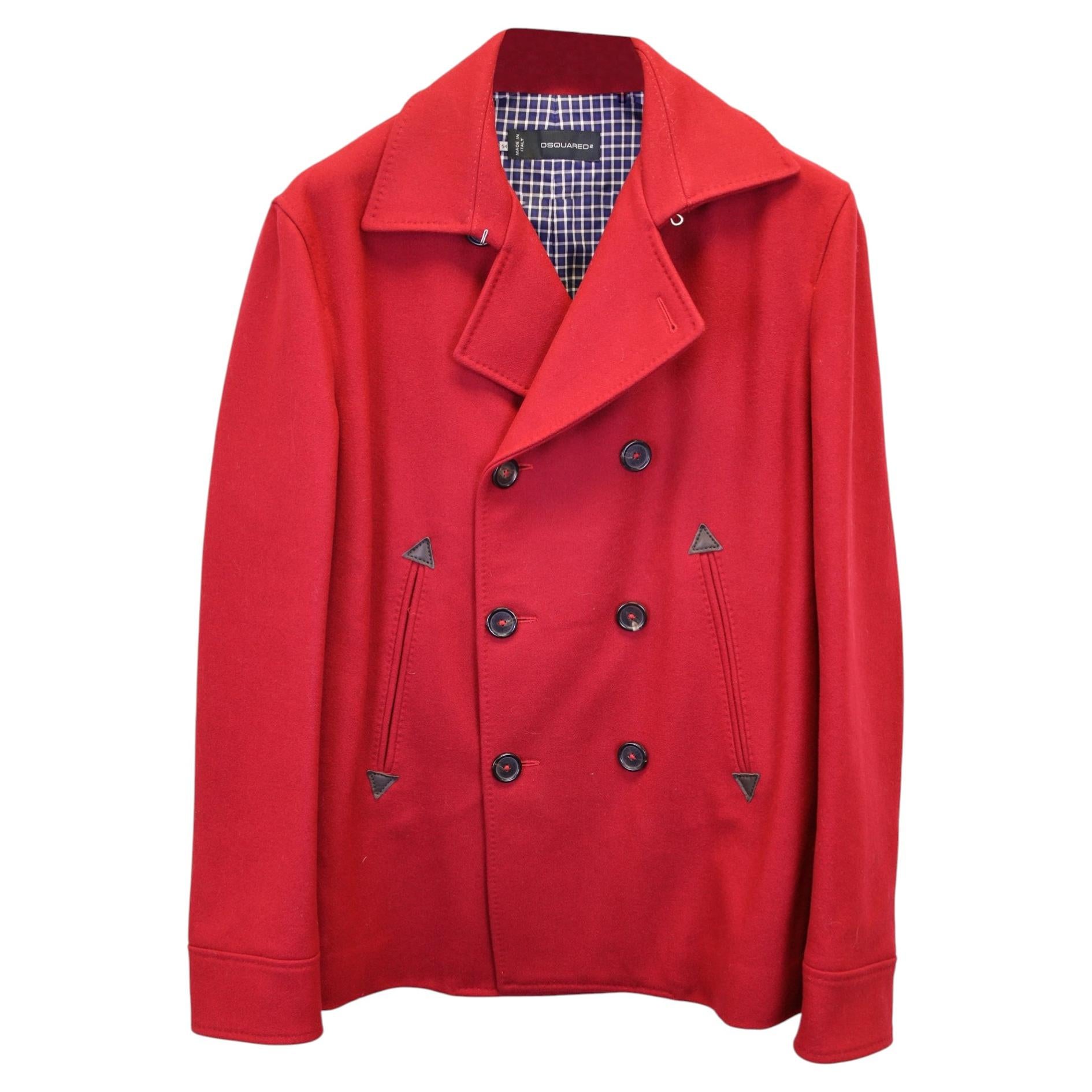 Dsquared2 Zweireihiger Mantel aus roter Wolle