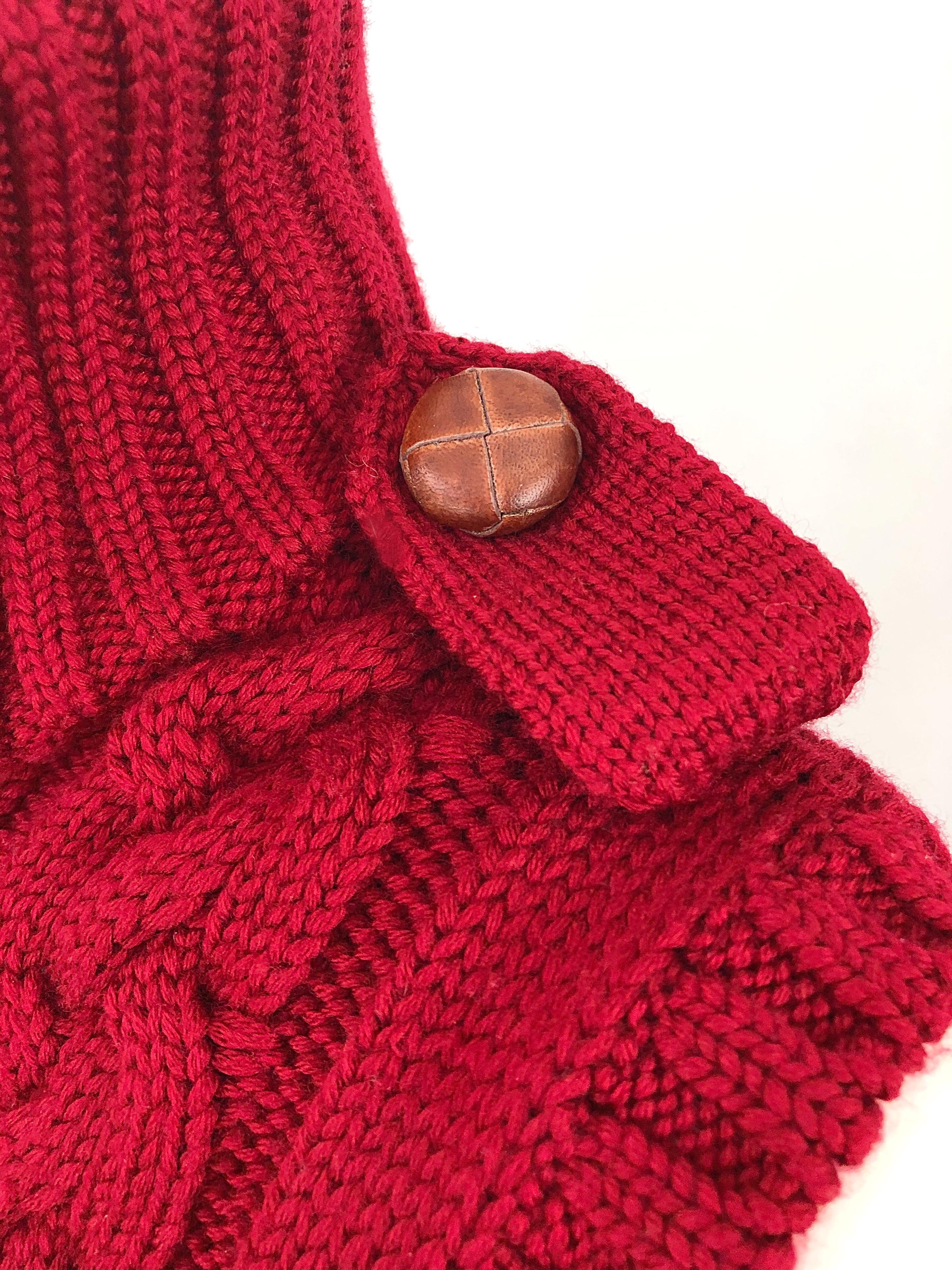 red cardigan vest