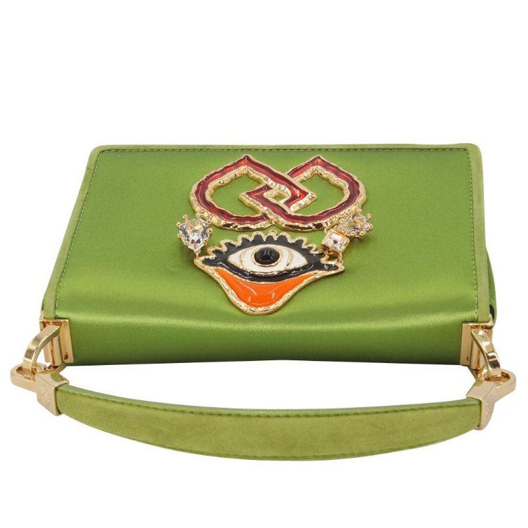 Dsquared2 Embellished Green Satin Hand Bag For Sale at 1stDibs