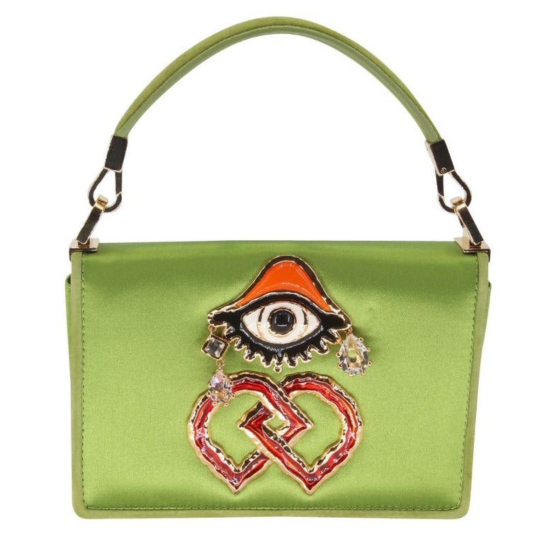 Dsquared2 Embellished Green Satin Hand Bag For Sale at 1stDibs