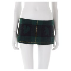 Dsquared2 F/W 2004 green wool flannel micro skirt