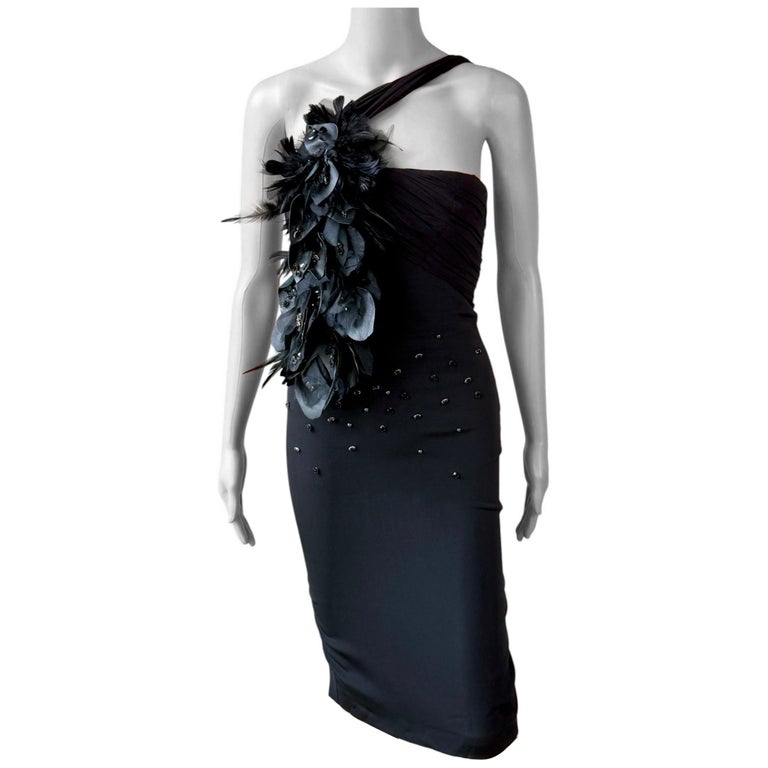 dsquared2 leather dress F/W 2010 Runway Unworn Crystal Feather Embellished Black Fabric Type_Knit Fabrics