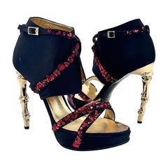 Dsquared2 Fall 2010 Ribcage Platform Crystal Embellished Satin Sandals 38.5 Dsquared2 Fall 2010 Ribcage Platform Crystal Embellished Satin Sandals 38.5