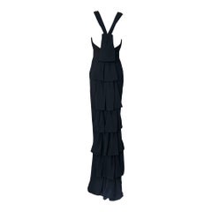 DSquared2 Fall 2013 Black Crepe Waterfall Old Hollywood Evening Gown
