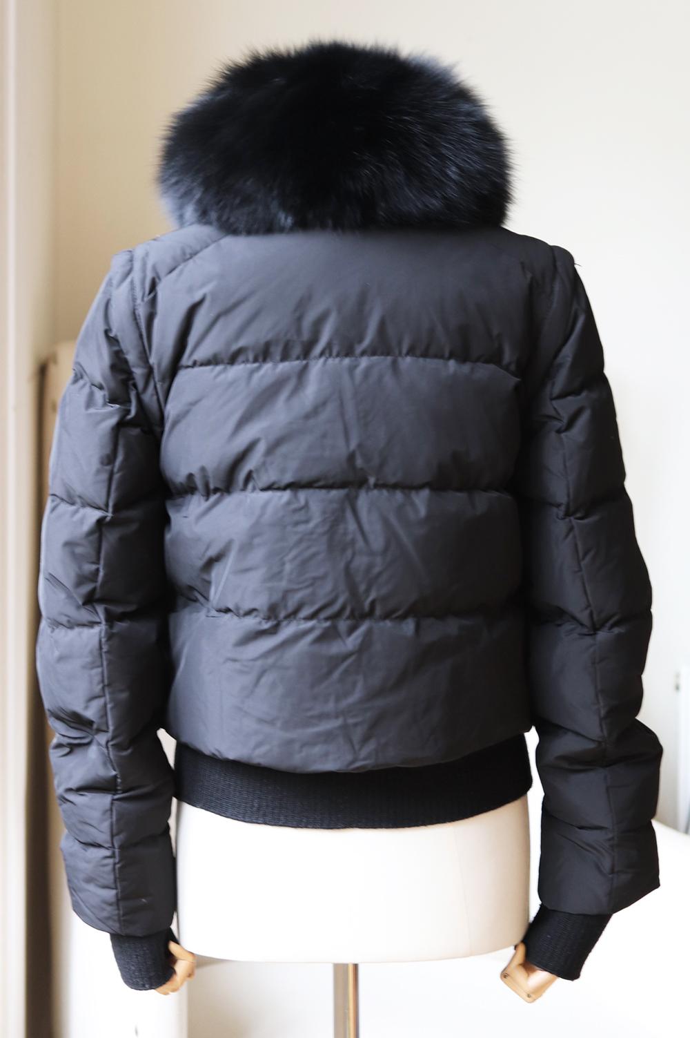 Black DSquared2 Fox Fur-Trimmed Down Jacket